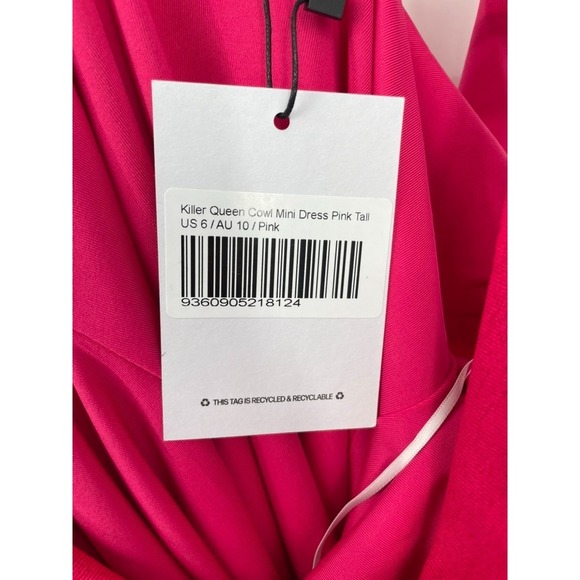 Princess Polly Killer Queen Mini Dress Womens 6 Tall Pink Cowl Neck Cocktail NWT - Picture 9 of 11